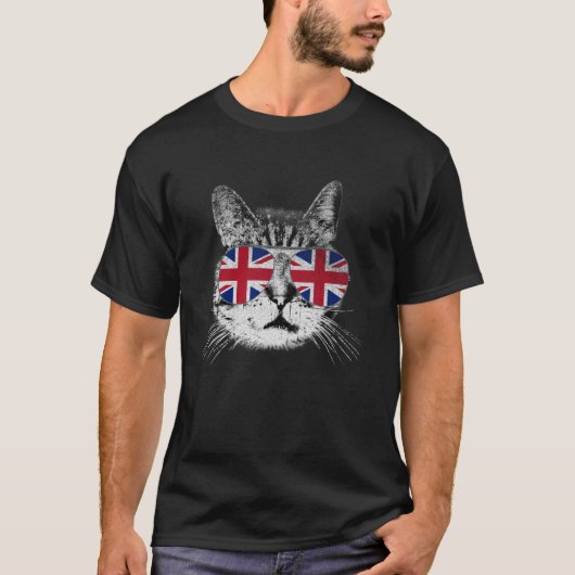 Katten T-shirt Union Jack Vlag Land Retro Engeland (Voorkant)