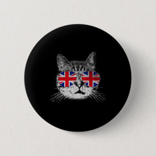 Katten T-shirt Union Jack Vlag Land Retro Engeland Ronde Button 5,7 Cm