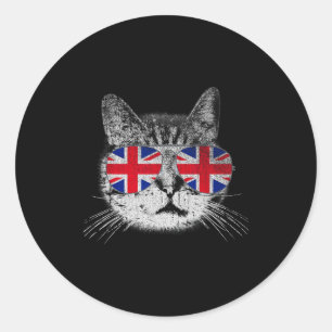 Katten T-shirt Union Jack Vlag Land Retro Engeland Ronde Sticker