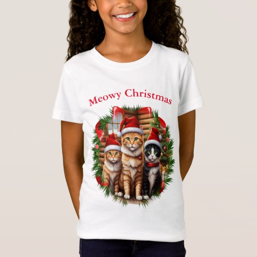 Katten T-shirts Kerstmis (Voorkant)