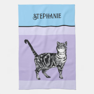 Katten Tabby Pastel Katten Dames Lichtblauw Paars Theedoek