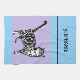 Katten Tabby Pastel Katten Dames Lichtblauw Paars Theedoek