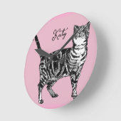 Katten Tabby Pastel Katten Meisjes Roze Roze Huisd Ronde Klok (Hoek)