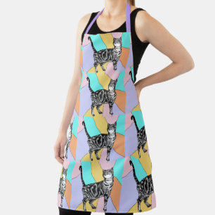 Katten Tabby Patroon Pastel Kleuren Vrouwen Schort