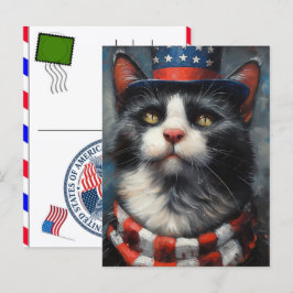 Katten Tabby Poot Katachtig USA Onafhankelijkheids Feestdagenkaart