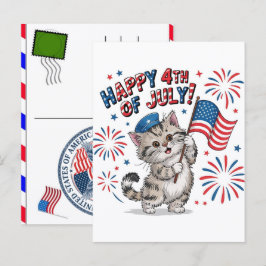 Katten Tabby Poot Katachtig VS Onafhankelijkheidsd Feestdagenkaart