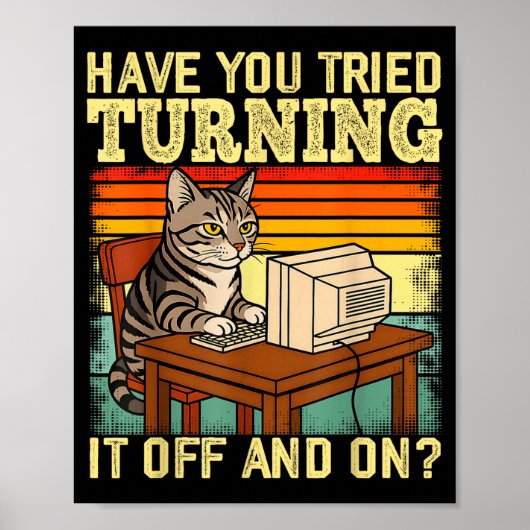 Katten Tech Ingenieur Steun Humor Tech Computer IT Poster (Voorkant)