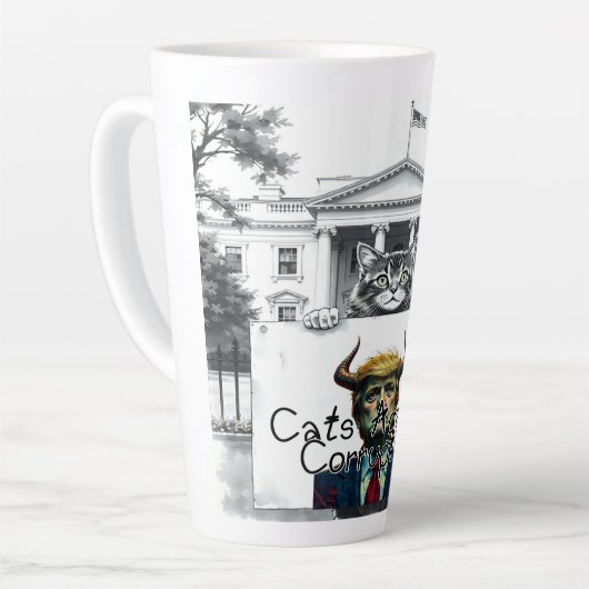 Katten tegen corruptie latte mok (Linkerhoek)