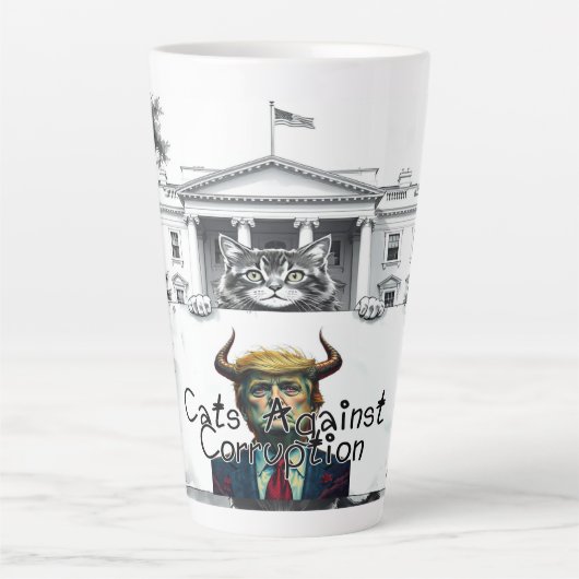 Katten tegen corruptie latte mok (Voorkant)