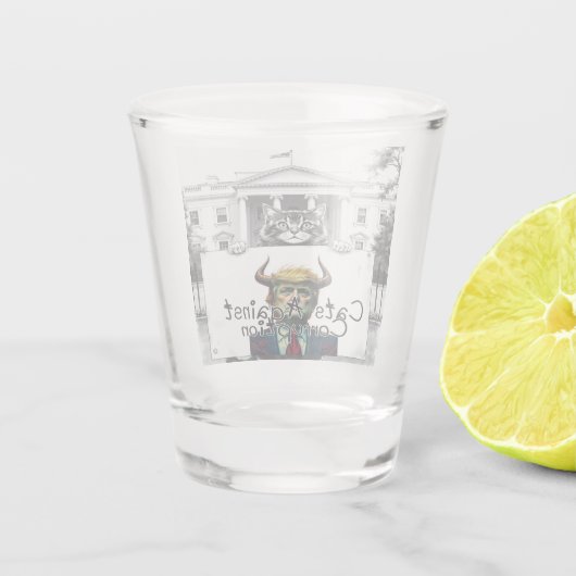 Katten tegen corruptie shot glas (Achterkant)