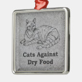 Katten tegen droge voeding metalen ornament (Links)