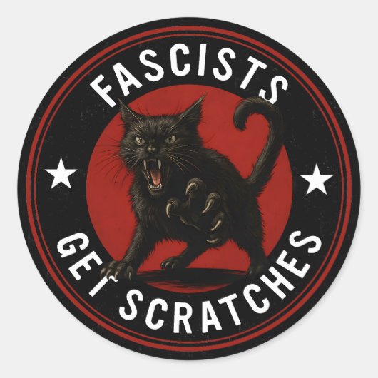 Katten Tegen Fascisten Ronde Sticker (Voorkant)