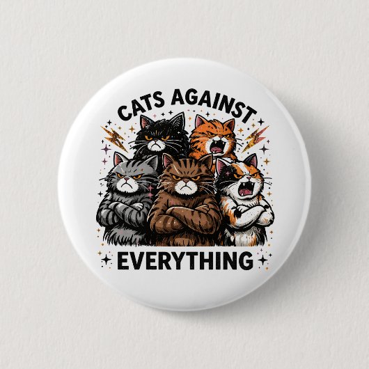 Katten Tegen Ronde Button 5,7 Cm (Voorkant)