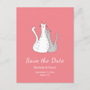 Katten Tekening Eenvoudige Bruiloft Save the Date  Aankondigingskaart