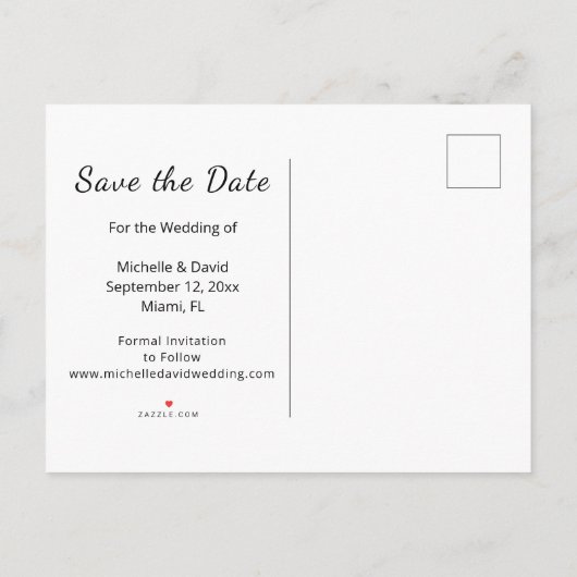 Katten Tekening Eenvoudige Bruiloft Save the Date Aankondigingskaart (Achterkant)