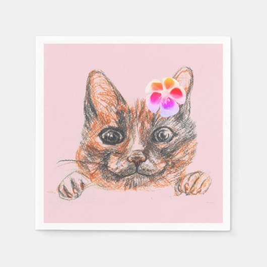 Katten tekening Mooie Feest Servetten (Voorkant)