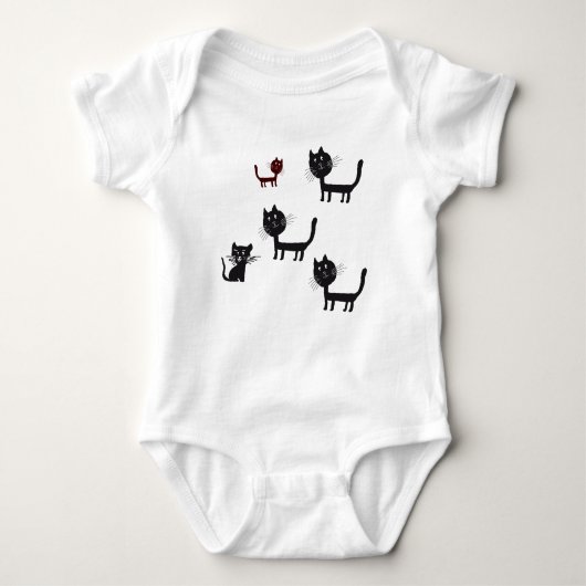 Katten Tekening voor Baby Jersey Bodysuit (Voorkant)