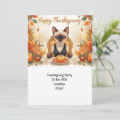 Katten Thanksgiving met kalkoen Kaart (Staand voorkant)