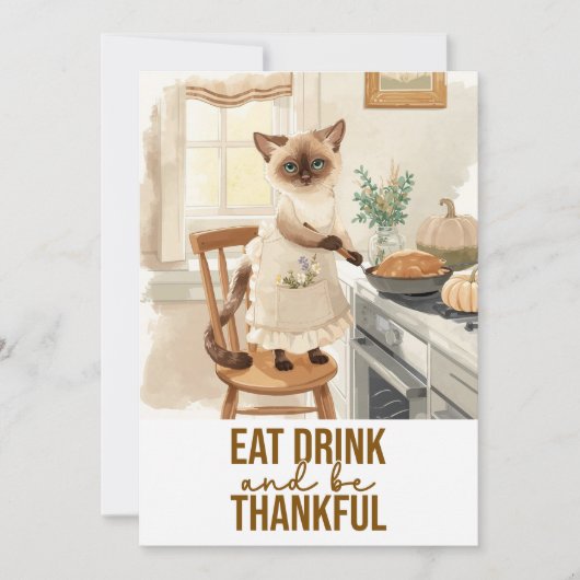Katten Thanksgiving met kalkoen Kaart (Voorkant)