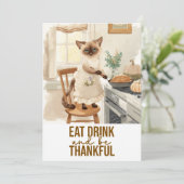 Katten Thanksgiving met kalkoen Kaart (Staand voorkant)