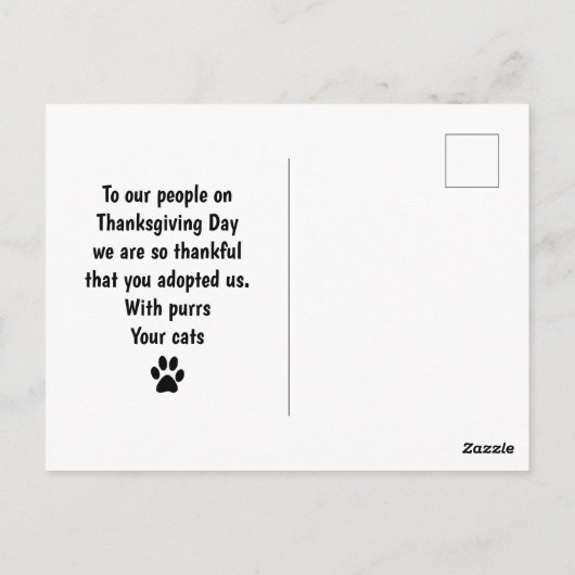 Katten Thanksgiving Pompoenen / Van Katten Collage Briefkaart (Achterkant)