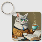 Katten, thee, boeken Sleutelhanger van het ringboe (Voorkant)