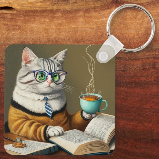 Katten, thee, boeken Sleutelhanger van het ringboe (Achterkant)