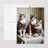 Katten Thee Feestje Briefkaart (Voorkant / Achterkant)