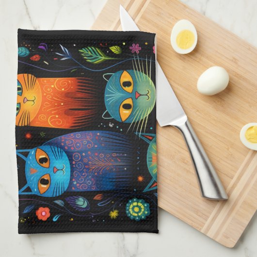 katten theedoek (Quarter Fold)