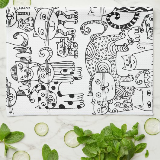 Katten Theedoek (Gevouwen)