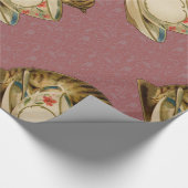 Katten Theekopje Schattig Vintage Victoriaans Huis Cadeaupapier (Hoek)