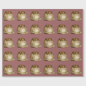 Katten Theekopje Schattig Vintage Victoriaans Huis Cadeaupapier (Vlak)