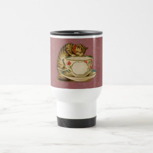 Katten Theekopje Schattig Vintage Victoriaans Huis Reisbeker