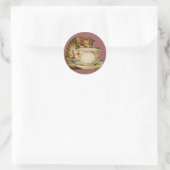 Katten Theekopje Schattig Vintage Victoriaans Huis Ronde Sticker (Tas)