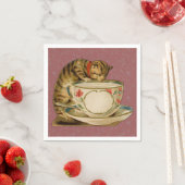 Katten Theekopje Schattig Vintage Victoriaans Huis Servet (Insitu)