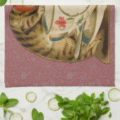 Katten Theekopje Schattig Vintage Victoriaans Huis Theedoek (Gevouwen)