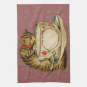 Katten Theekopje Schattig Vintage Victoriaans Huis Theedoek (Verticaal)
