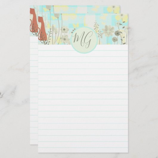 Katten Thema Briefpapier Schrijfstationery met Mon (Voorkant / Achterkant)