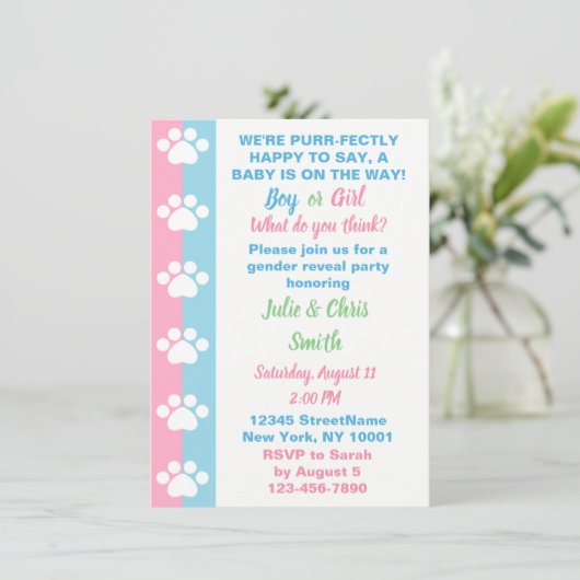 Katten Thema Geslacht Reveleert Feestje Kaart (Staand voorkant)