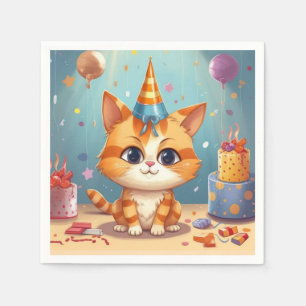 Katten thema ontwerp sinaasappel kat schattig servet