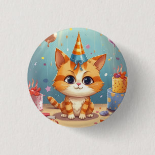 Katten thema ontwerp sinaasappelkat schattig ronde button 3,2 cm