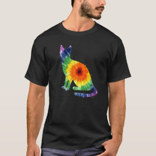 Katten Tie-Dye Kleurrijke Regenboog Kitten Hippie T-shirt