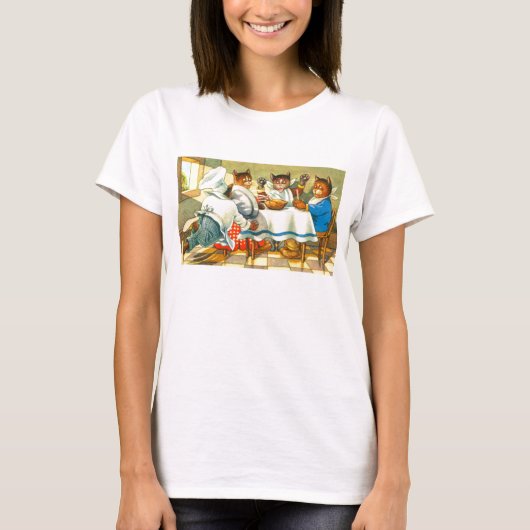 Katten tijdens het diner t-shirt (Voorkant)