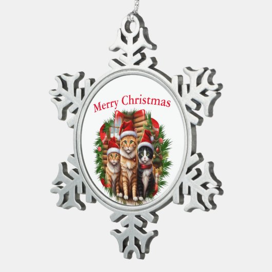 Katten Tin Sneeuwvlok Ornament (Rechts)