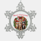 Katten Tin Sneeuwvlok Ornament (Voorkant)