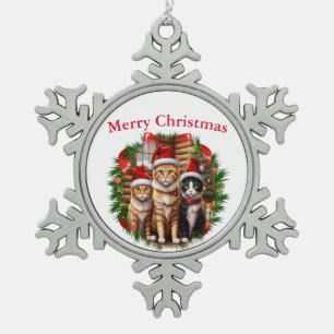 Katten Tin Sneeuwvlok Ornament