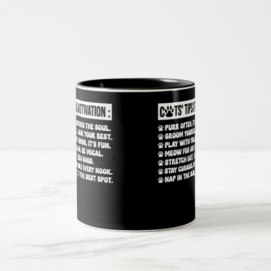Katten tips voor motivatie Grappige katten tips Tweekleurige Koffiemok (Center)