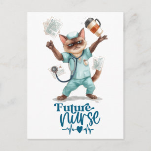 Katten Toekomstige Verpleegster aan het werk Briefkaart