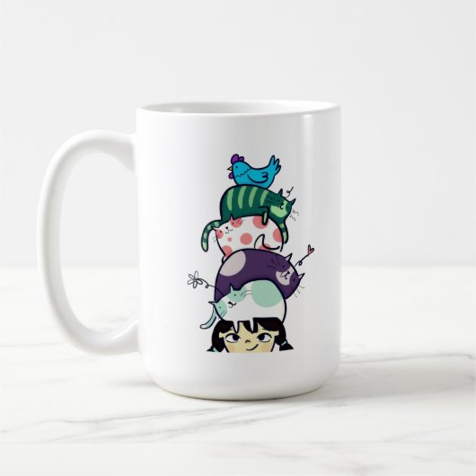Katten Toren Leven Mooie Katten Stapel Kunst Koffiemok (Links)