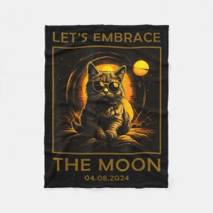 Katten totale zonsverduistering omhelzing illustra fleece deken